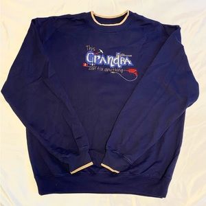 Vintage Navy Blue “This Grandpa Can Fix Anything” Crewneck